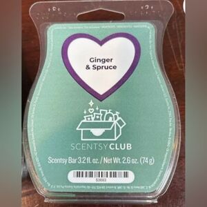 Scentsy Club Ginger & Spruce Wax Melt Bar Spruce Fresh Ginger Vivid Notes Cassis
